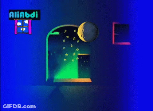 Blue Background With Window And Word Aliabdi GIF