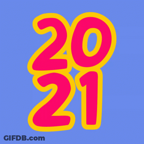 Blue Background With Yellow And Pink Numbers 20 And 21 GIF