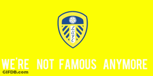 Blue Background Yellow Logo We're Not Famous Anymore GIF