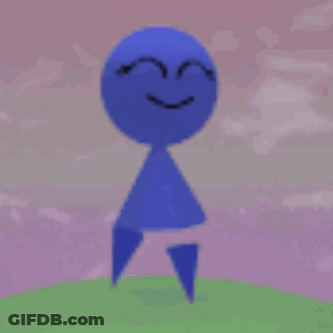 Blue Ball Floating Over Green Field GIF