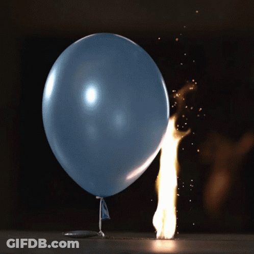 Blue Balloon Blown Up By Fire GIF