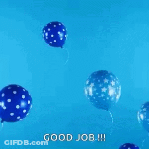 Blue Balloon Saying Yay GIF