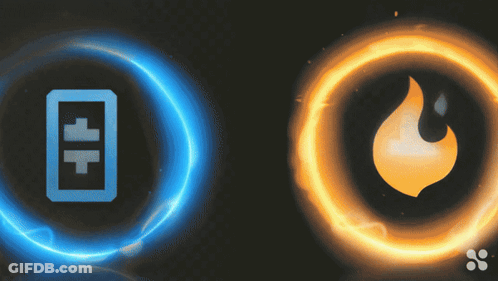 Blue Battery And Yellow Fire Circle GIF
