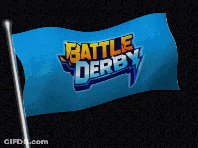 Blue Battle Derby Flag Flying GIF