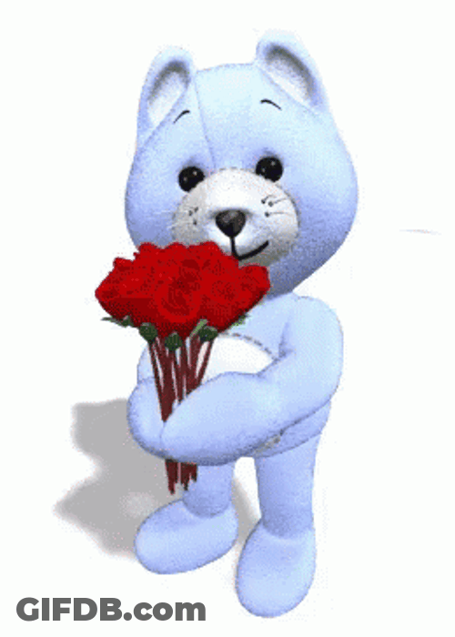 Blue Bear Giving Rosas GIF