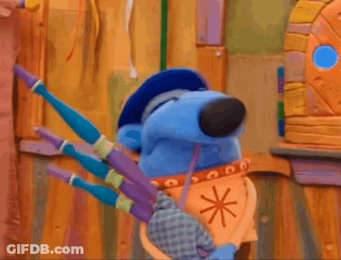 Blue Bear Holding Brushes GIF