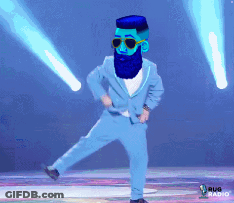 Blue Bearded Man Sunglasses Dancing Rug Radio Stage GIF