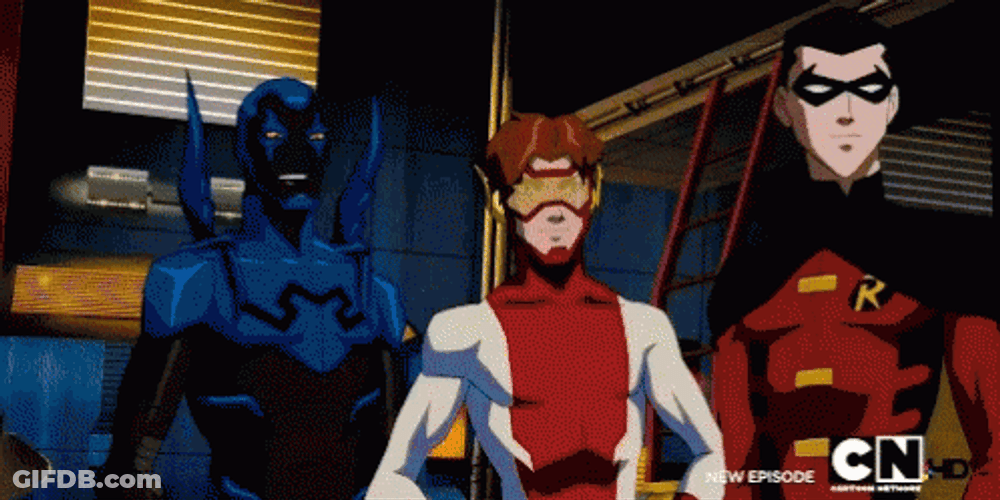 Blue Beetle With Bart Allen And Robin GIF