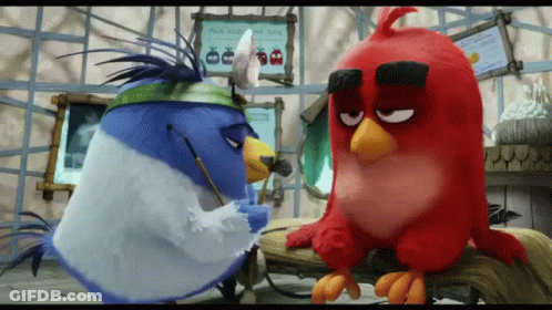 Blue Bird And Red Bird From Angry Birds Talking GIF