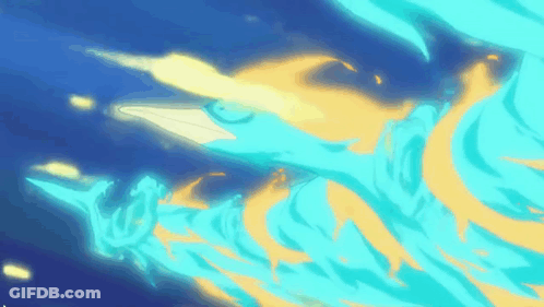Blue Bird Flying With Flames Coming From Mouth GIF