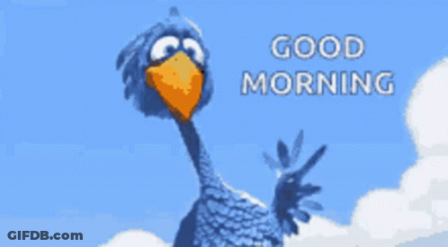Blue Bird Waving Good Morning GIF