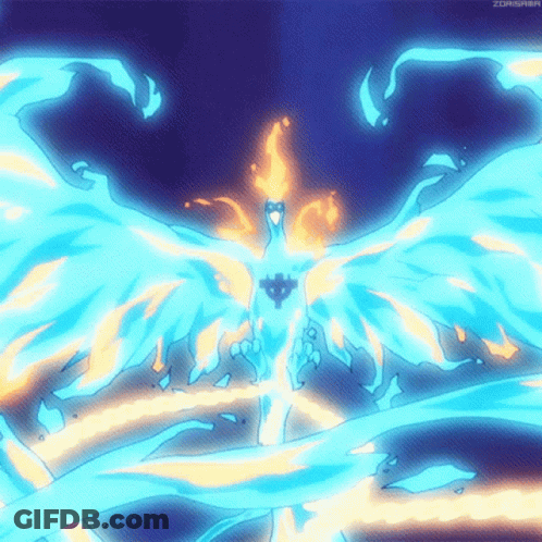 Blue Bird With Flames GIF