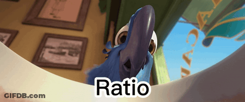 Blue Bird With Ratio Text GIF