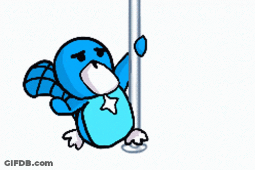 Blue Bird With White Star Hanging From Pole GIF