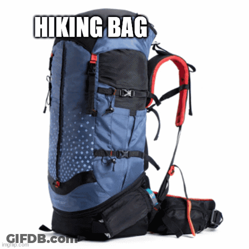 Blue Black Hiking Bag Saying Hiking Bag GIF