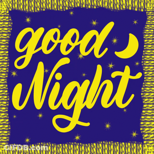 Blue Blanket Saying Good Night In Yellow GIF
