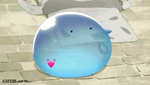 Blue Blob With Pink Heart GIF