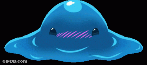 Blue Blob With Pink Stripe On Cheek GIF