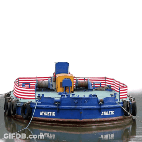 Blue Boat With Athletic Word GIF
