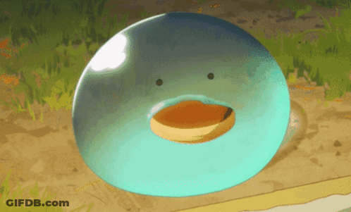 Blue Bubble With Pancake In Mouth GIF