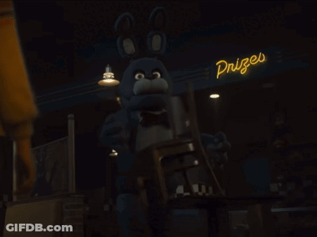 Blue Bunny In Front Of Neon Sign Saying Prizes GIF