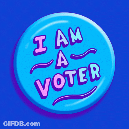 Blue Button Saying I Am A Voter GIF