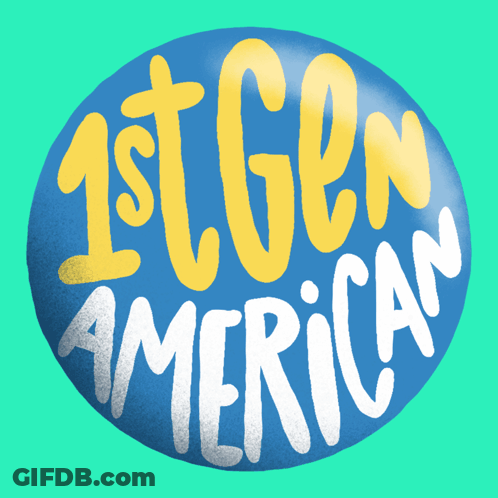 Blue Button Says 1St Gen American GIF
