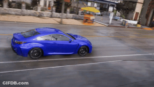 Blue Car Driving In Rain GIF