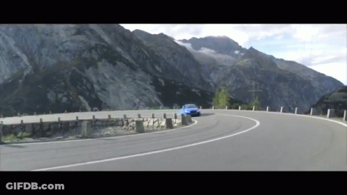 Blue Car Driving Mountain Road GIF