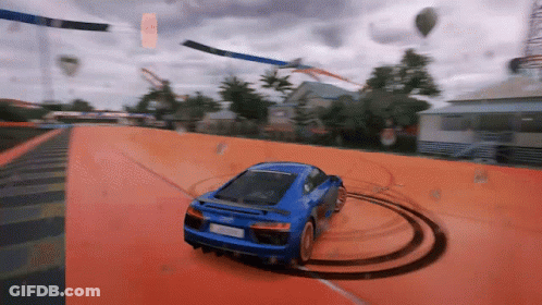 Blue Car Driving On Orange Track GIF