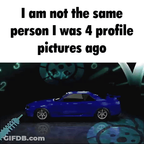 Blue Car In Front Of Sign Saying Not Same Person GIF