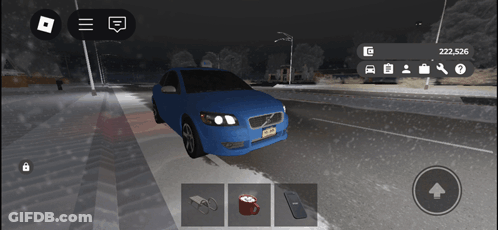 Blue Car New York License Plate Snowy Road GIF