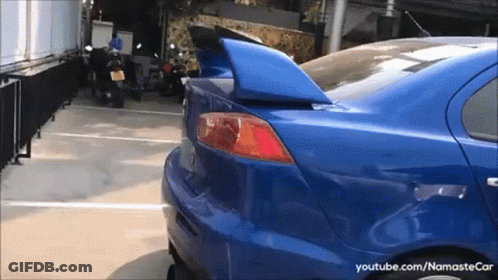 Blue Car Parked With Youtube.com/namastecar GIF