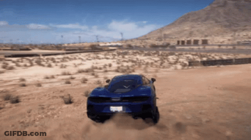 Blue Car With California Plate In Desert GIF