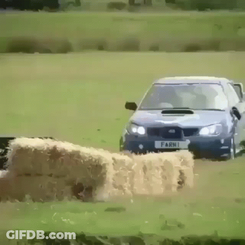 Blue Car With Farm1 License Plate GIF