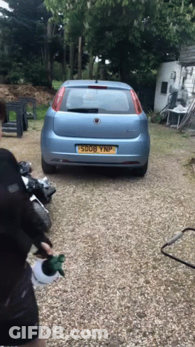 Blue Car With License Plate S908 YNP GIF