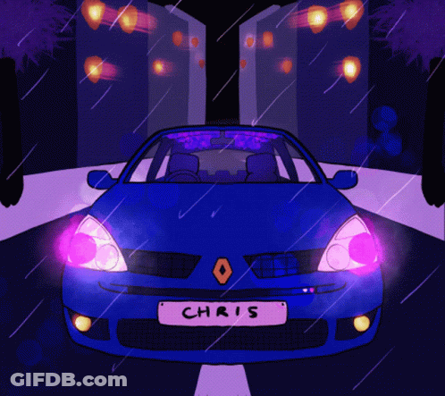 Blue Car With Name Chris GIF