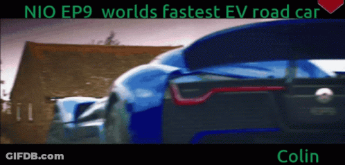 Blue Car With Nio EP9 Worlds Fastest EV GIF