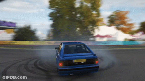 Blue Car With Yellow License Plate JCT GIF