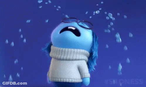 Blue Cartoon Character Crying With Tears GIF