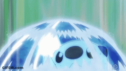 Blue Cartoon Character In Water Bubble GIF