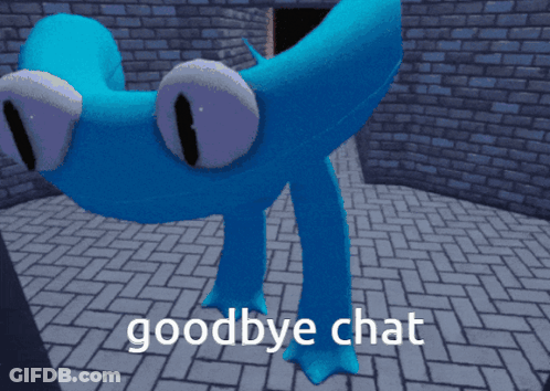 Blue Cartoon Character Saying Goodbye Chat GIF