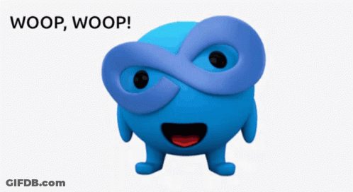 Blue Cartoon Character Saying Woop Woop GIF