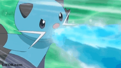 Blue Cartoon Character Shooting Water Beam GIF