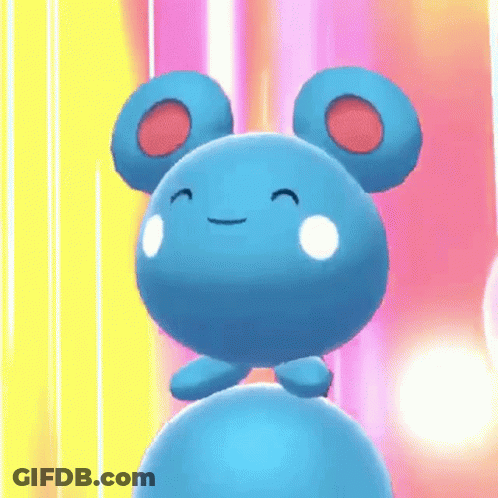 Blue Cartoon Character Smiling On Ball GIF