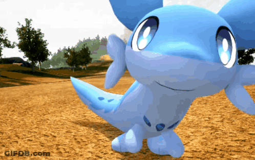 Blue Cartoon Character Standing In Field GIF