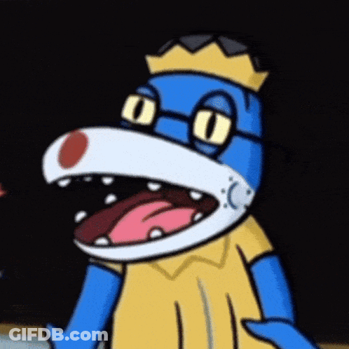 Blue Cartoon Character With Glasses And Crown GIF