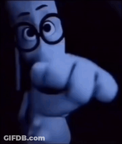 Blue Cartoon Character With Glasses GIF