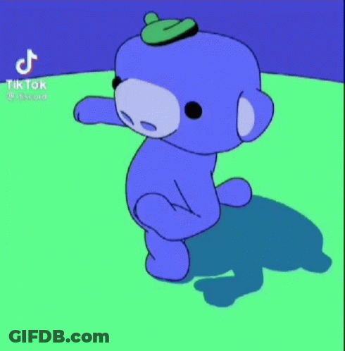 Blue Cartoon Character With Green Hat GIF