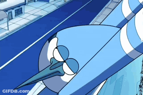 Blue Cartoon Character With Long Beak GIF